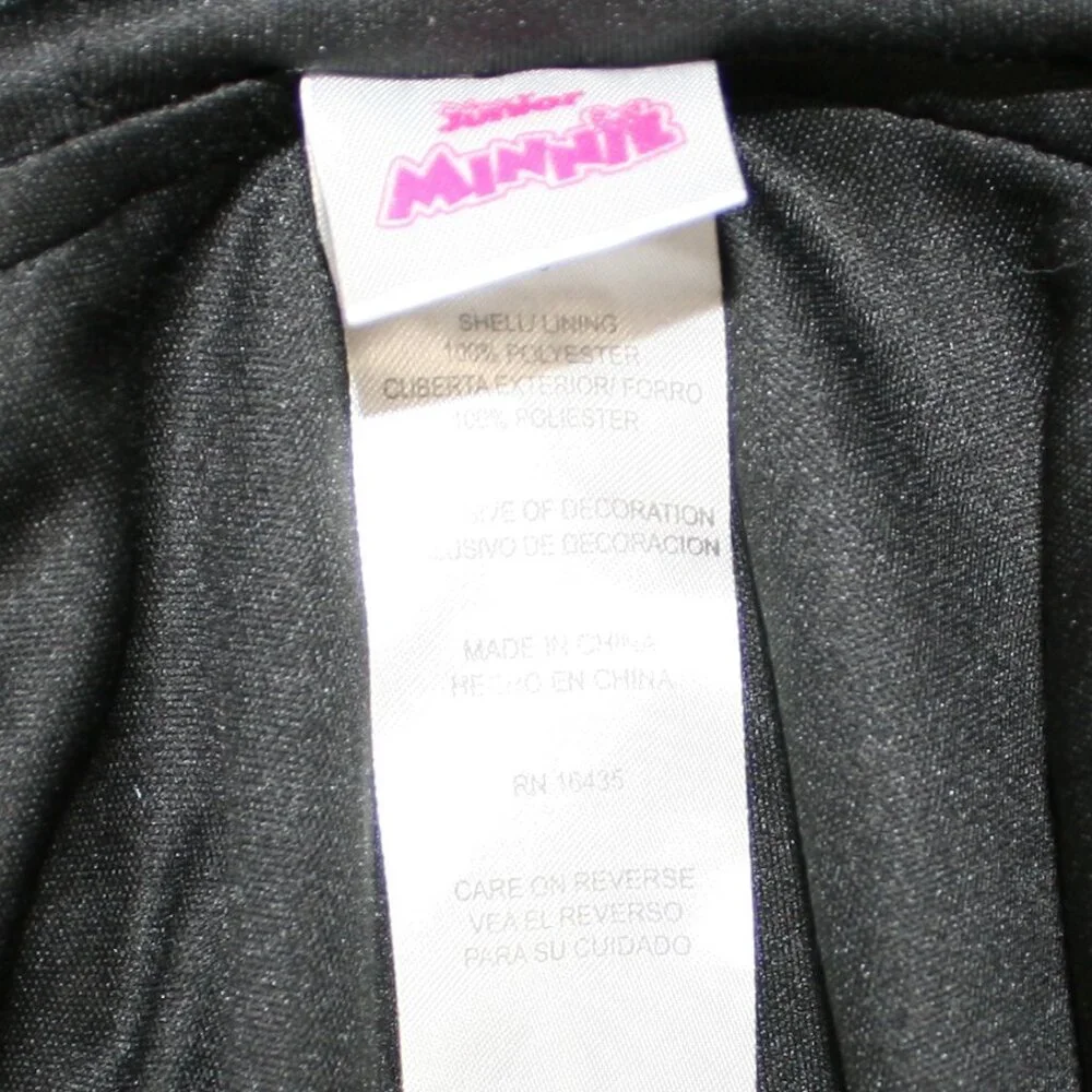 DISNEY Raincoat Kids Minnie Mouse Jacket Hooded Ears Bow Lightweight Black 6
